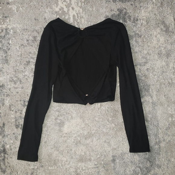 Long Sleeve Black crop Top by Hazy Daze - Picture 2 of 4